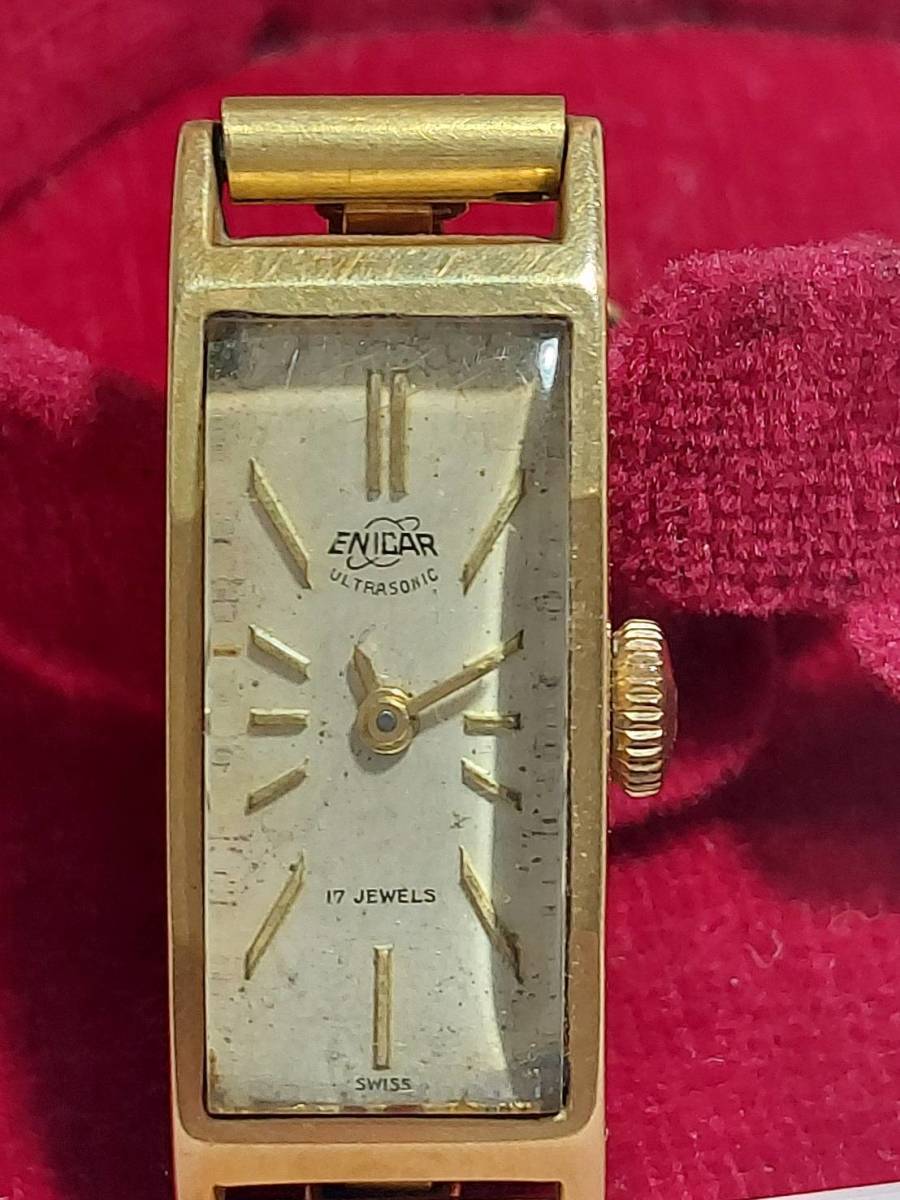 1円～ 希少 18金YGモデル ENICAR エニカ ウルトラソニック ラウンド 