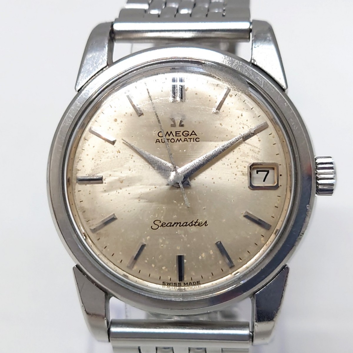 オメガ シーマスター 166.009 Cal.562 不動 自動巻き メンズ ボーイズ 腕時計 時計 シルバー文字盤 社外ベルト ヴィンテージ hgs132