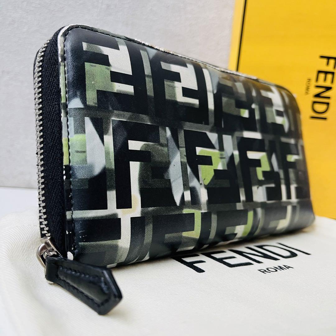 箱付／激レア】 FENDI 長財布 ズッカ FF ロゴ カモフラ 迷彩 ラウンド 