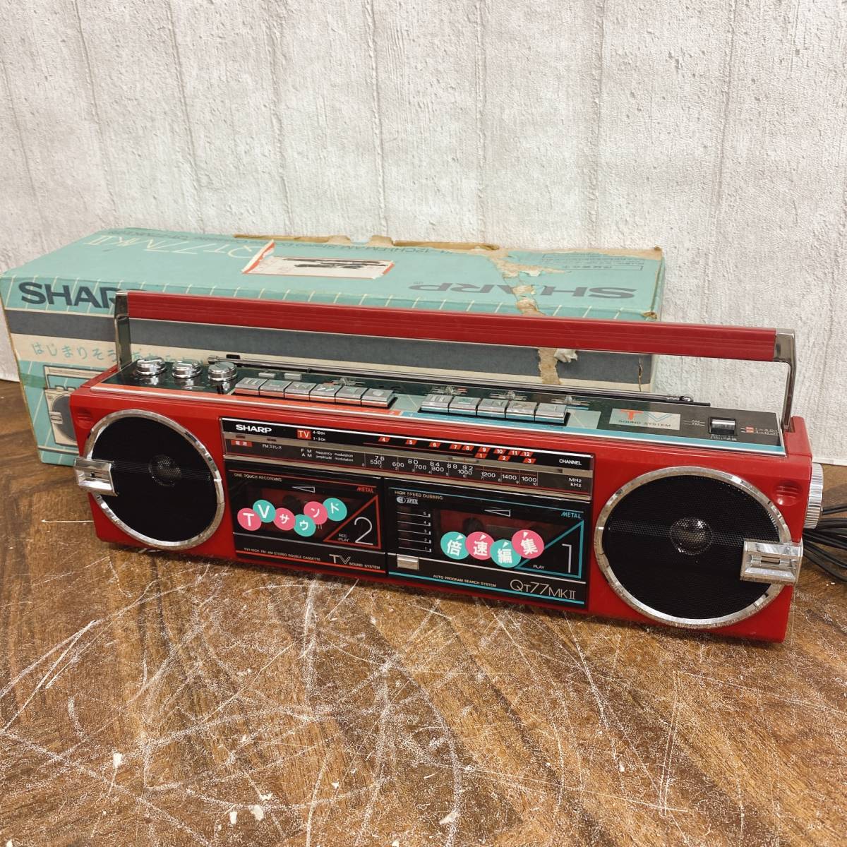SHARP シャープ QT-77MKⅡ(R) ステレオダブルカセット ラジカセ SHARP 