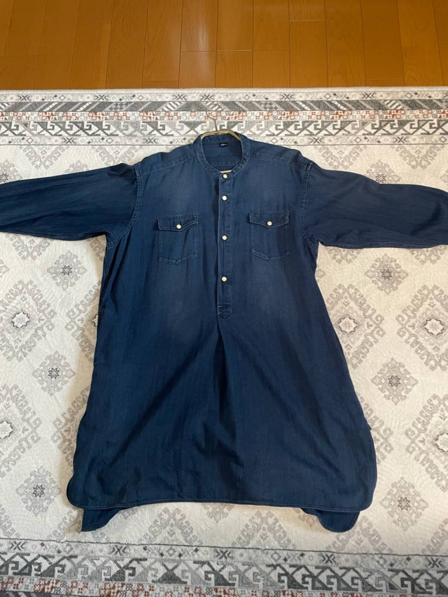＜未使用・自宅保管品　４５rpm 独特の風合いと優雅な大人の逸品　男女兼用　インディゴ　シャツジャケット・ホック留　No 8093062-72-1＞