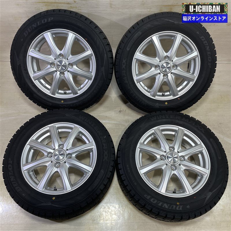 溝あり モビリオスパイク エアウェイブ 等 MACBES MB8 5.5-14+42 4H100 ダンロップ WM02 185/65R14 14インチ スタッドレス 4本セット 009