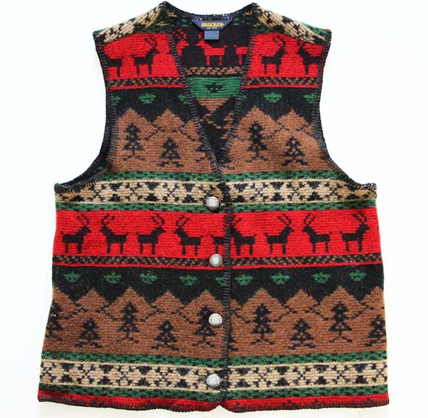 ★USA製Woolrichウールリッチ ウール ラグベストL★ノルディック