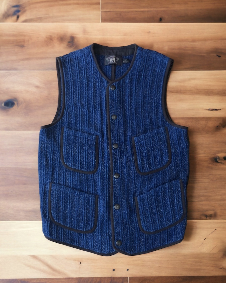 名作】極美品 RRL INDIGO DYED SNAPFRONT VEST ダブルアールエル 