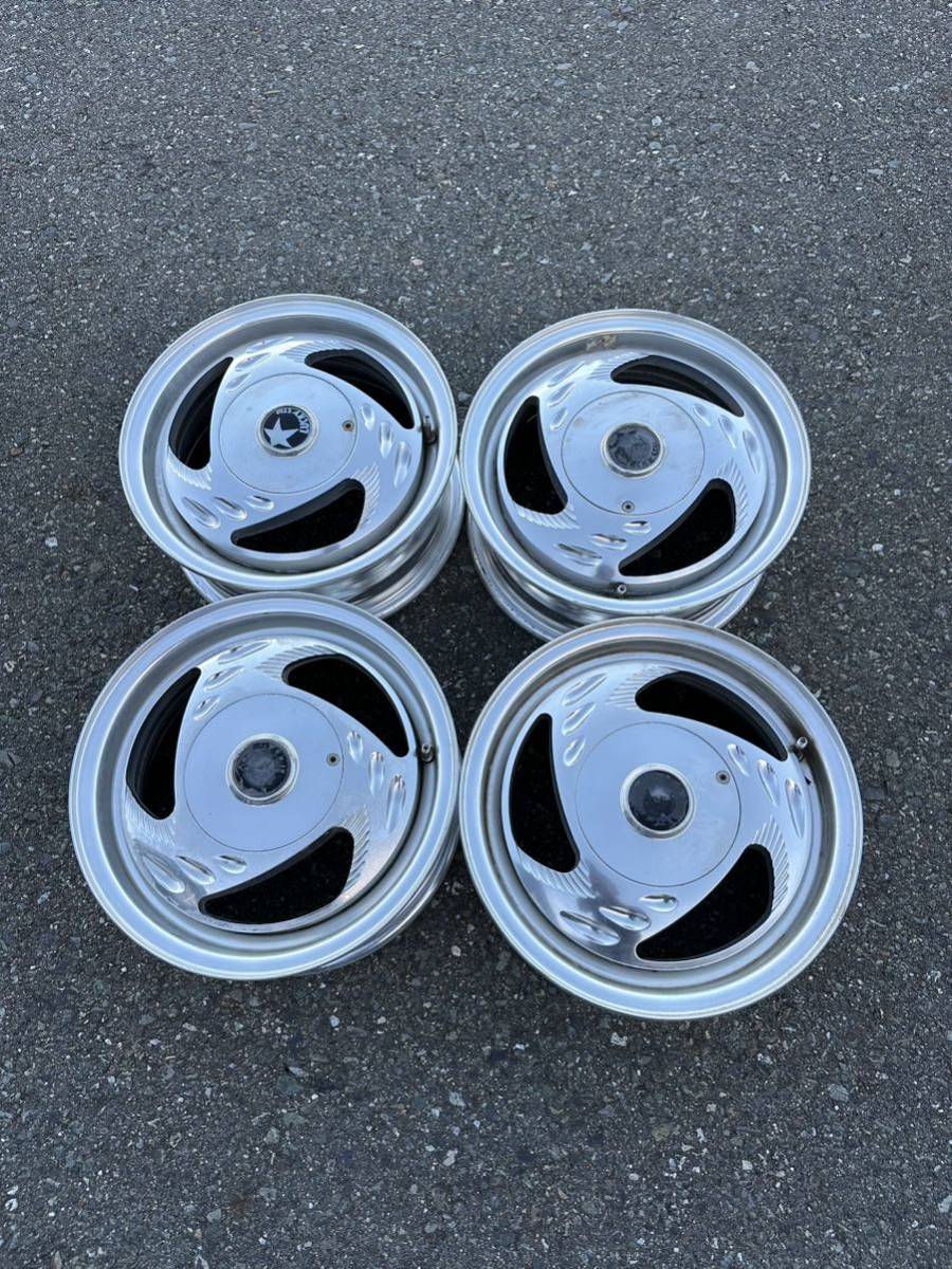 中古 アルミホイール4本セット　LUCKY　STAR　13インチ　13×5J+46　4H100/110/114.3マルチ 