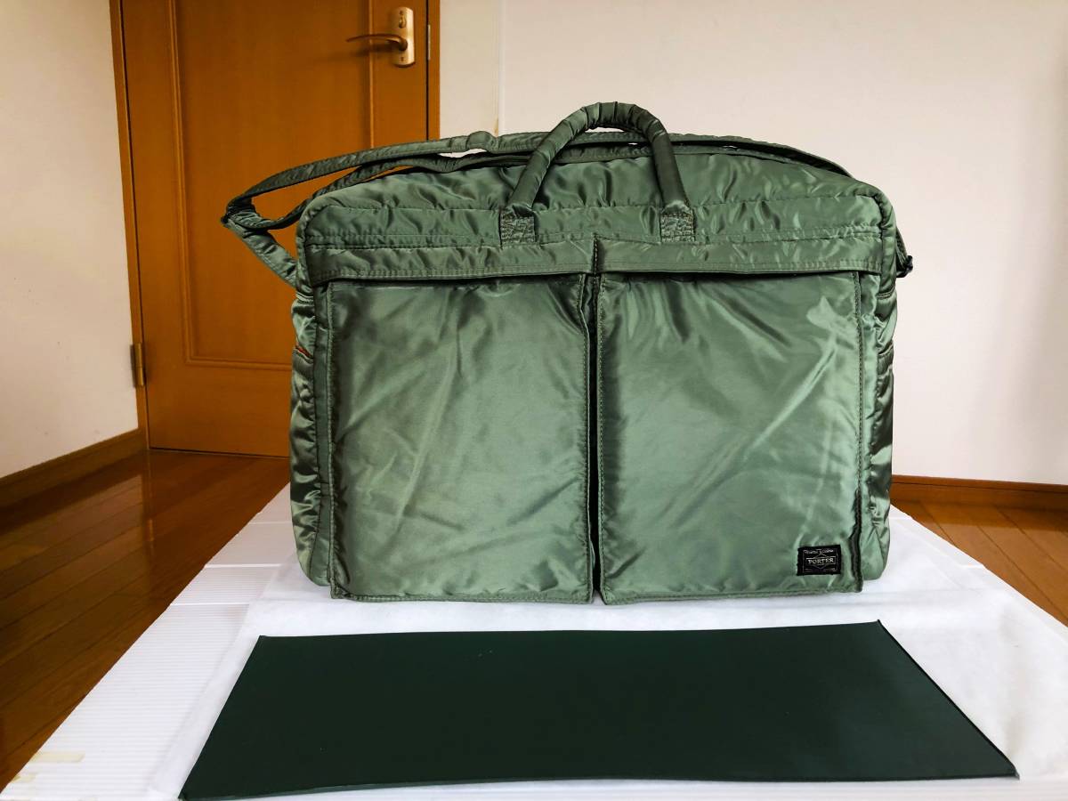 ポーター　タンカー 2way ボストン ショルダー バッグ カーキ　緑 旅行 遠足 ジム スポーツ 部活 サークル ビジネス 出張 冠婚葬祭 美品