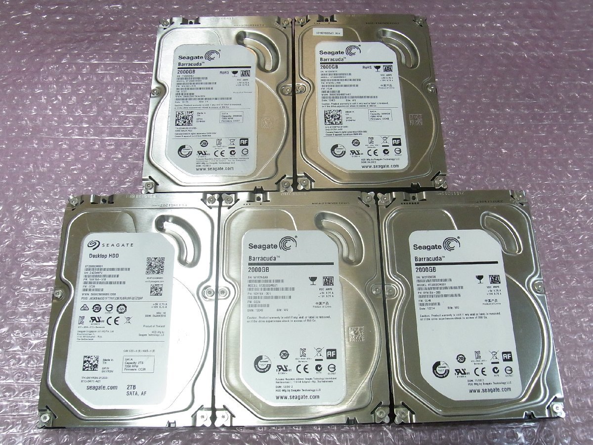 B36419 O-08026 3.5インチ HDD 2TB 5個セット 判定正常