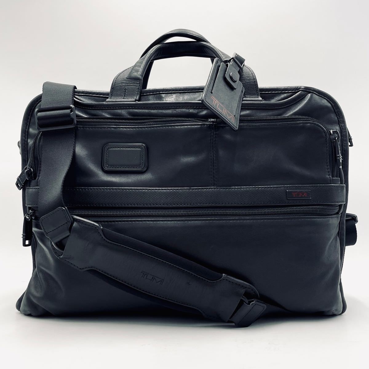 1円 [定価97200円]極美品 TUMI トゥミ メンズ 2way ビジネスバッグ 96108D2 Alpha2 Leather Organizer Portfolio Brief ナパレザー 牛革 黒