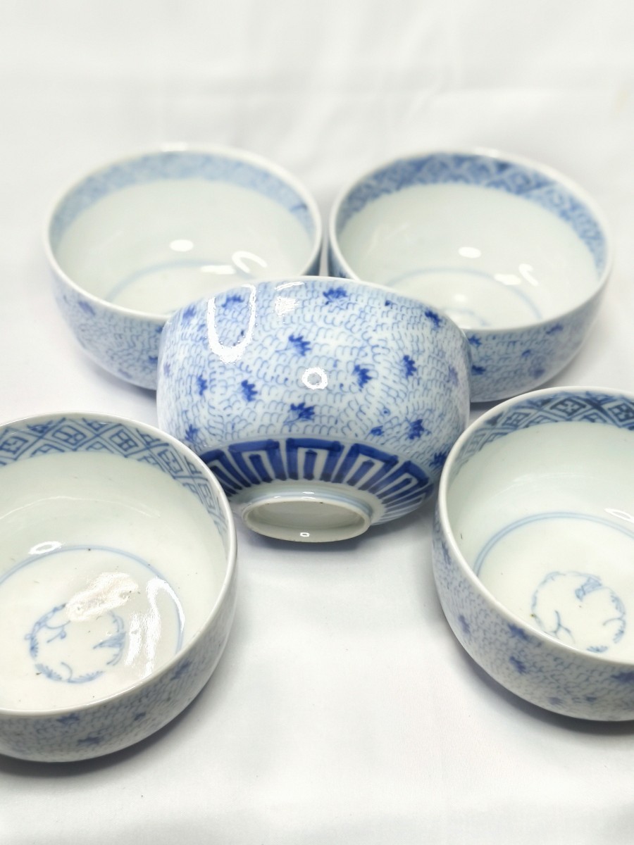 古伊万里 染付 蓋茶碗 | 生活骨董と古布の - 蛸唐草文 (有)