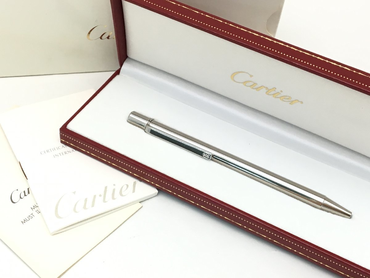 美品 カルティエ ボールペン シルバー ギャランティ/ケース付き 筆記