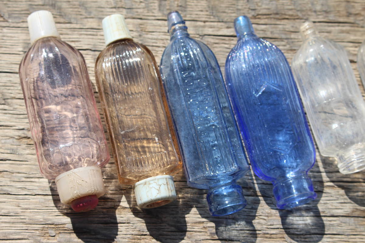 6本セット 古い 両口目薬瓶 いろいろな色と形 ロート ROHTO （検索 