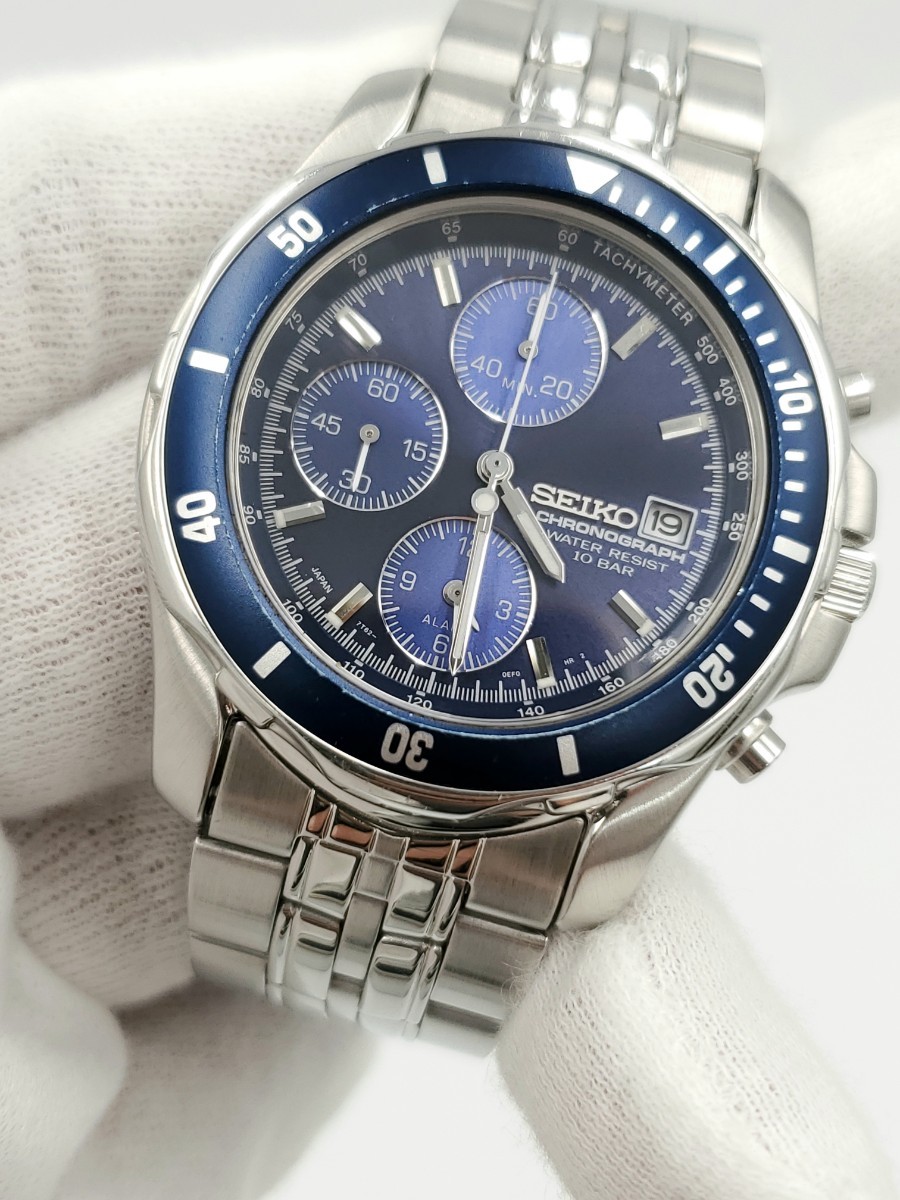 稼働品 SEIKO プロスペックス スピードマスター クロノグラフ SBDP019 メンズ腕時計 ビンテージ アラーム 正常動作 ダイバーズ 回転ベゼル