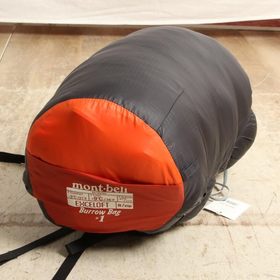 １円スタート ◆美品◆ mont-bell モンベル バロウバッグ ＃１ シュラフ 軽量 寝袋 コンパクト キャンプ ホテル 車中泊 防災 mc01061095