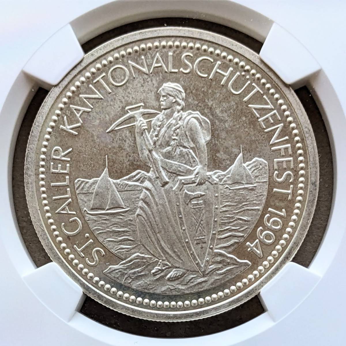 1994年 スイス ザンクトガレン射撃祭 50フラン プルーフ 銀貨 NGC