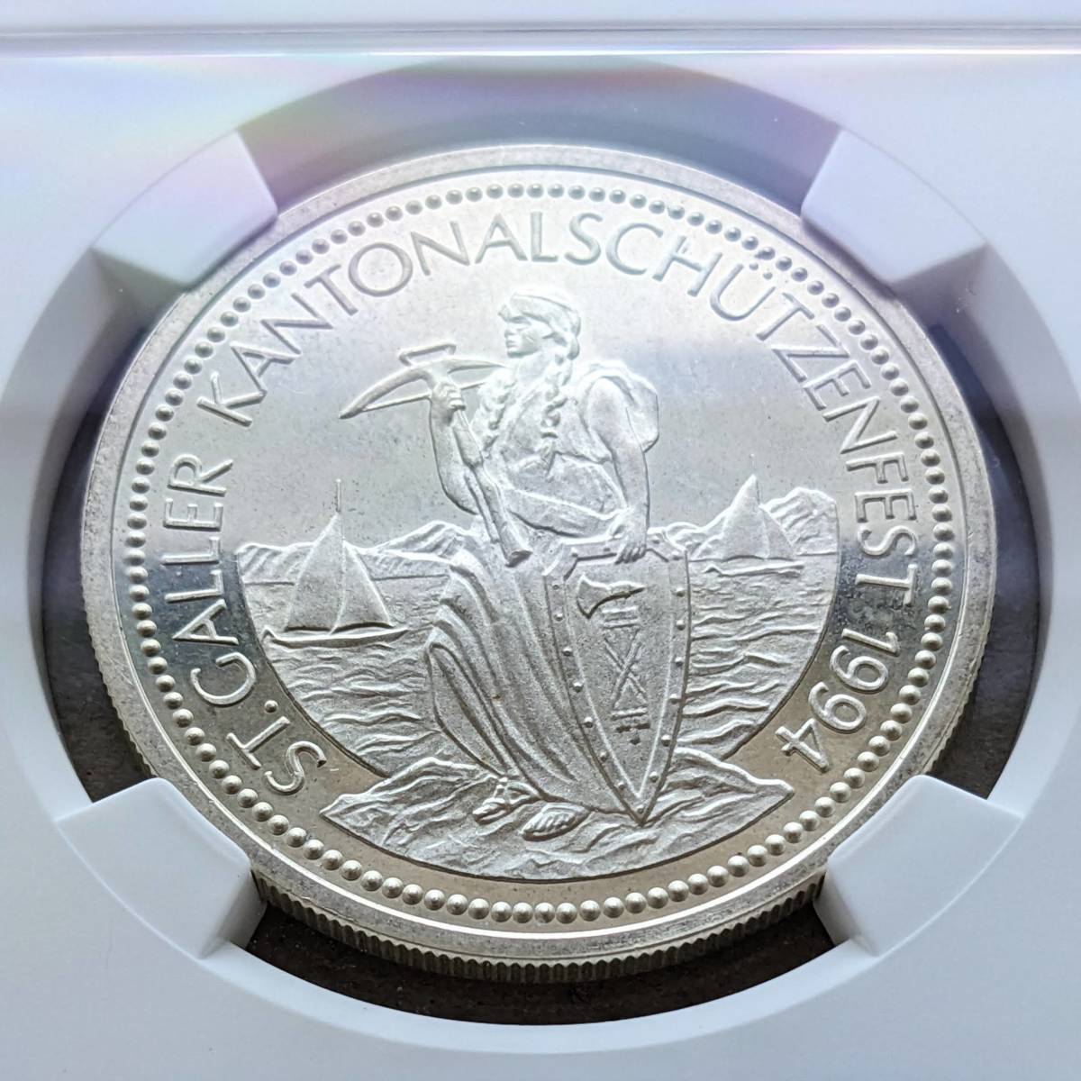1994年 スイス ザンクトガレン射撃祭 50フラン プルーフ 銀貨 NGC