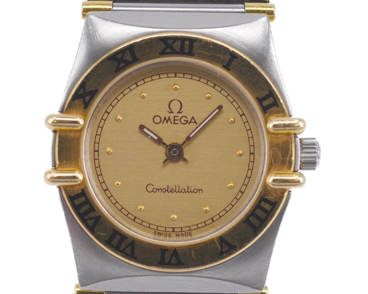 [中古品] 稼働品【OMEGA】オメガ コンステレーション レディース コンビ/750YG クォーツ 動作OK ゴールド文字盤 中古品