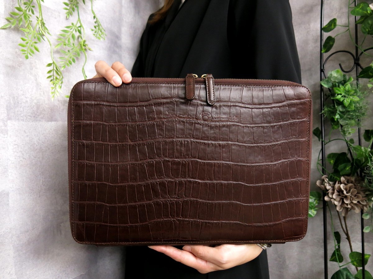 ○超美品○Felisi フェリージ○メンズ○カーフ 型押し レザー 本革 