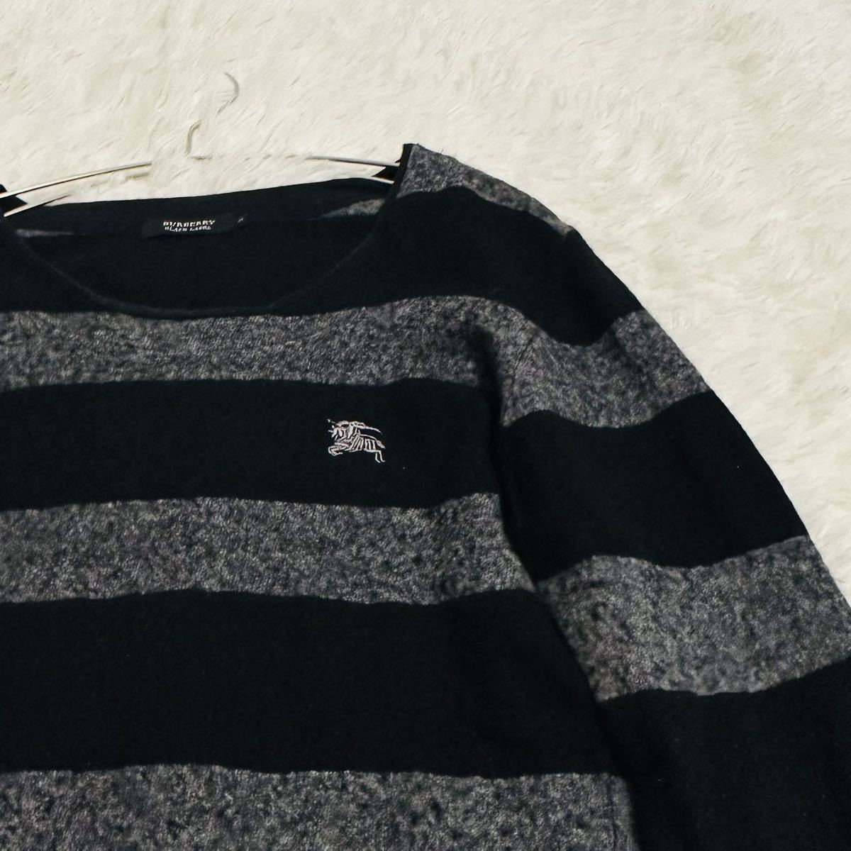 美品! 希少L(3) バーバリーブラックレーベル ニット セーター ボーダー