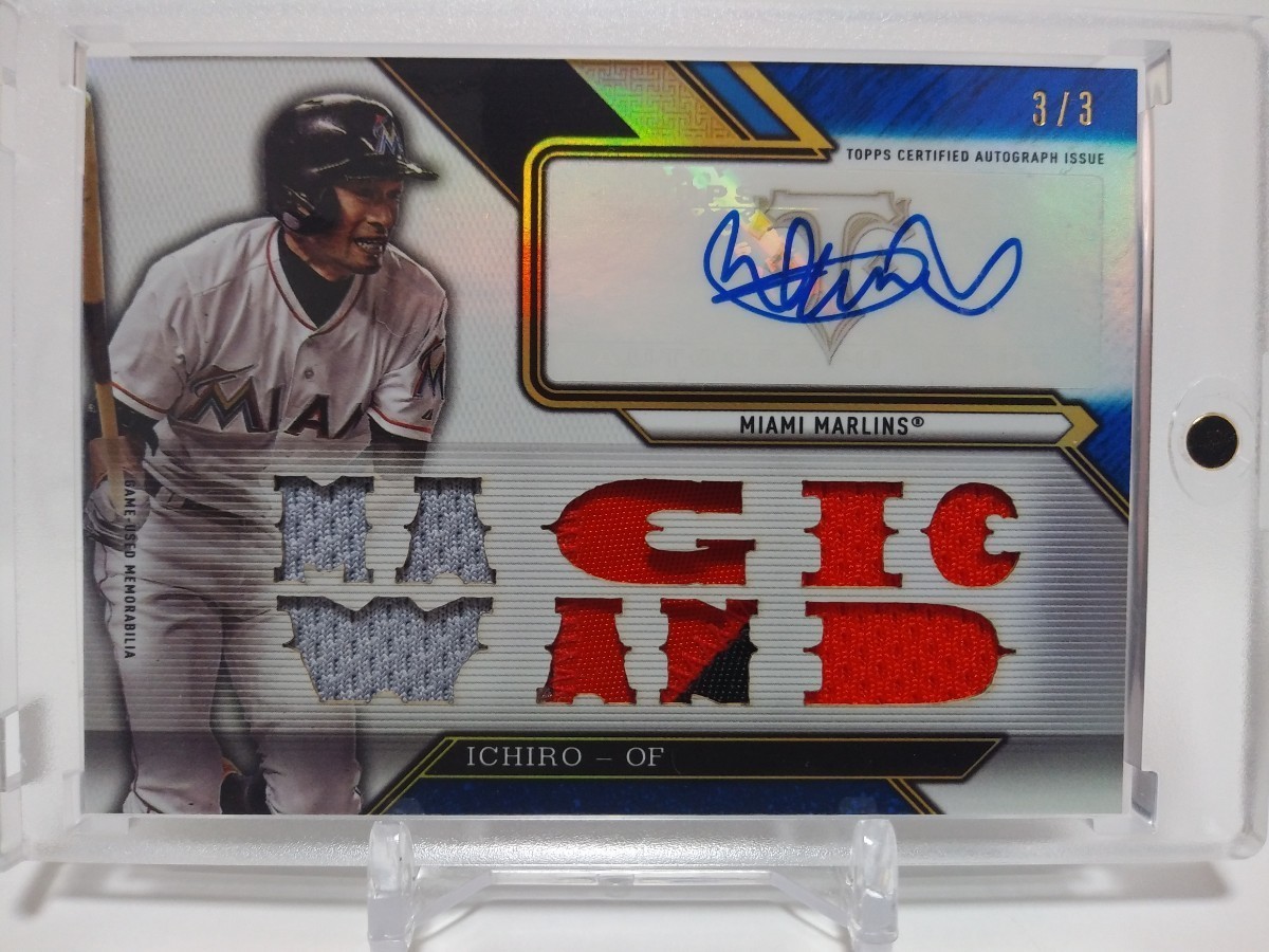 【3枚限定:ラストナンバー】イチロー/2016/Topps/TRIPLE THREADS/直筆サインカード/GAME-USED MEMORABILIA/MIAMI MARLINS！！！
