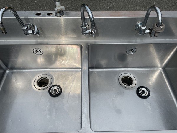 綺麗【業務用 2槽シンク 流し台 蛇口3個付 間口1200×奥行600×高さ790mm 