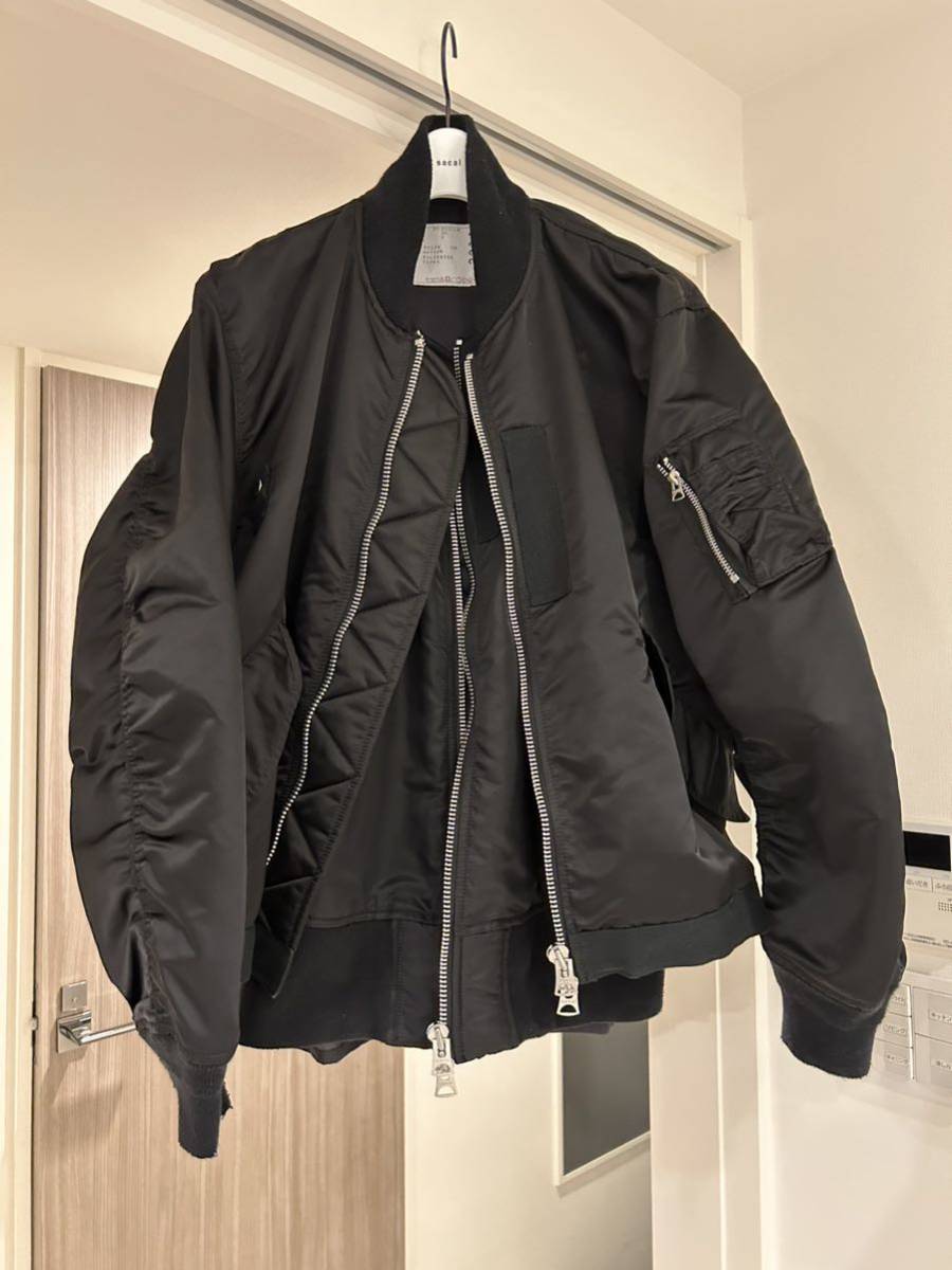 専用 sacaiファブリックコンボFABRIC COMBO MA-1 ブラック1 極美品