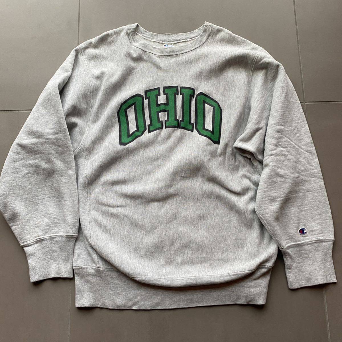 90s 80sチャンピオン リバースウィーブ グレー 緑 オハイオ OHIO XL 