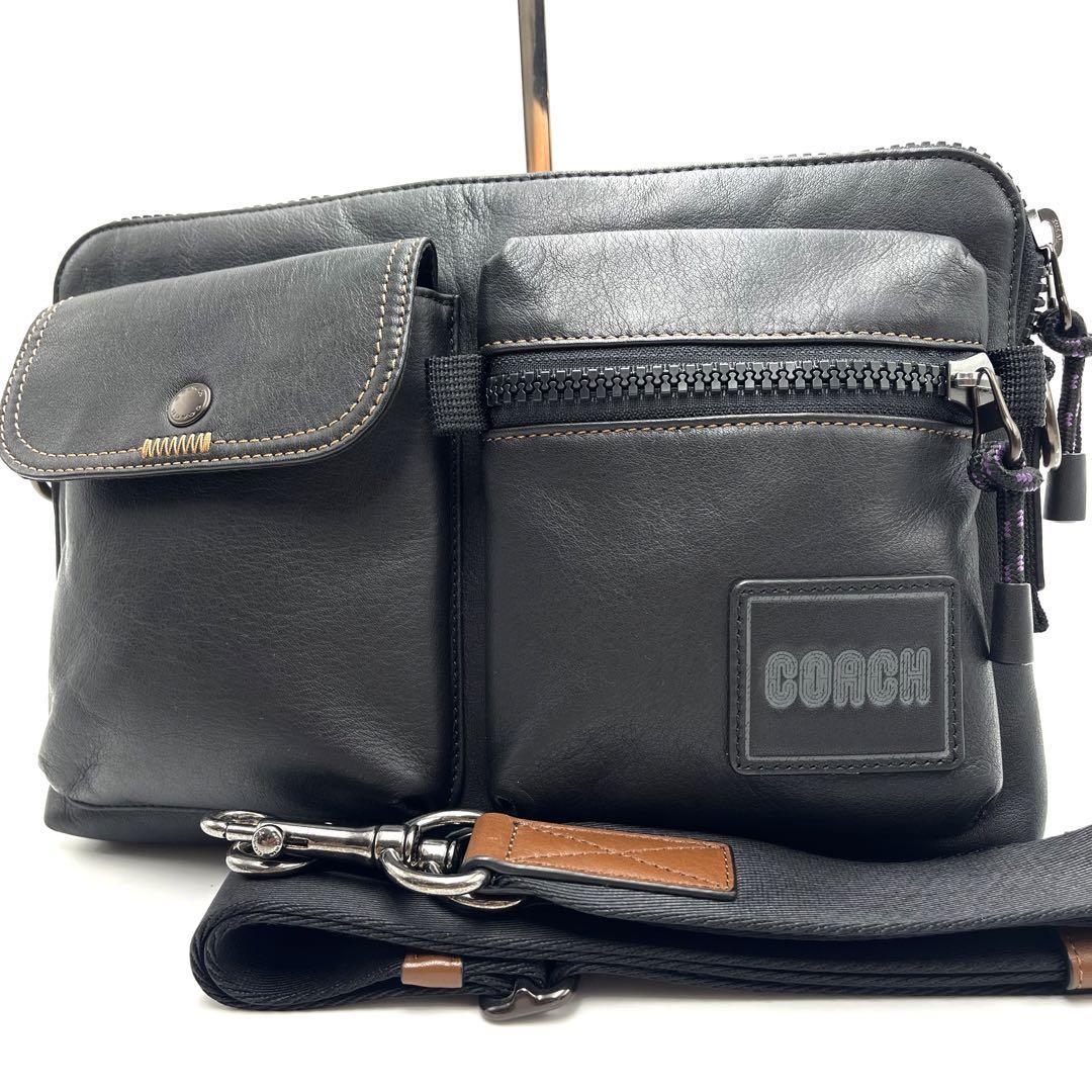 未使用級 coach コーチ ペイサー モデュラー レザー ボディバッグ 黒 