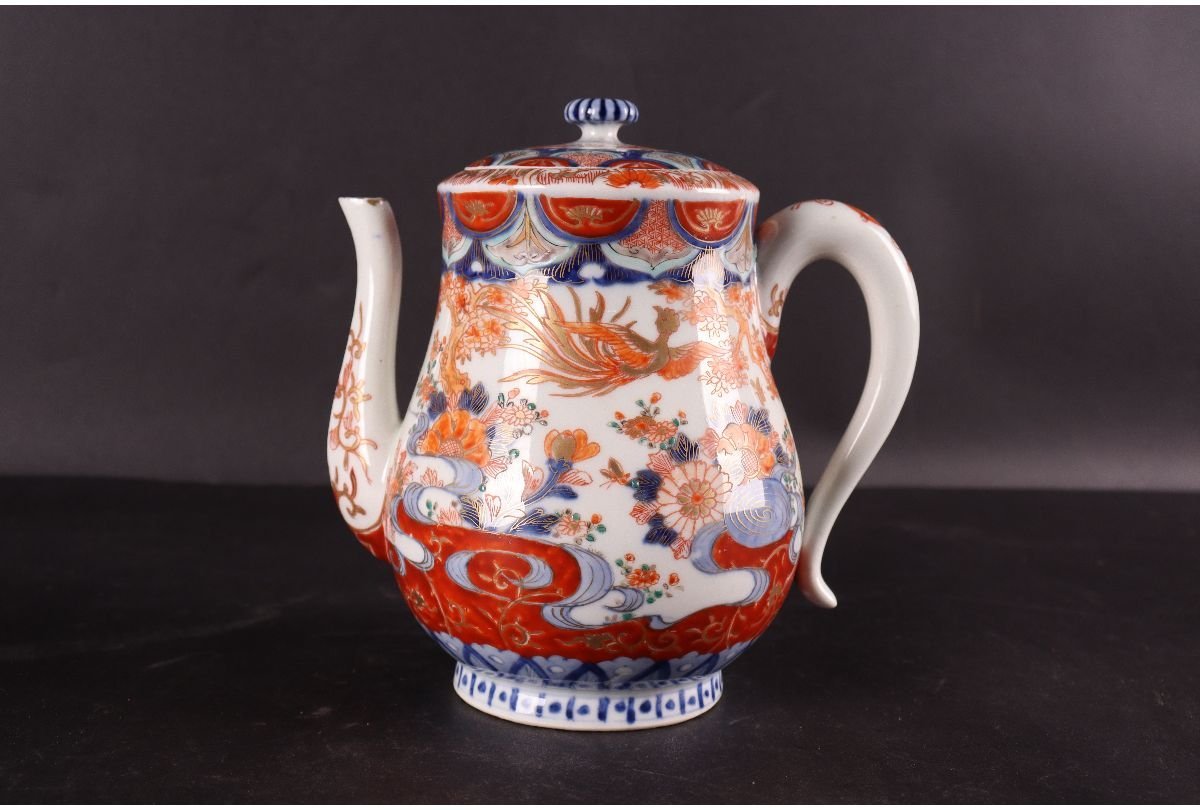 URA]伊万里染錦金彩花鳳凰文水注/5-9-146 (検索)骨董/水差/水器/水注 