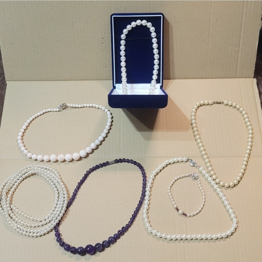 真珠 ピンク珊瑚 ネックレス まとめ ブレスレット アクセサリー 中古