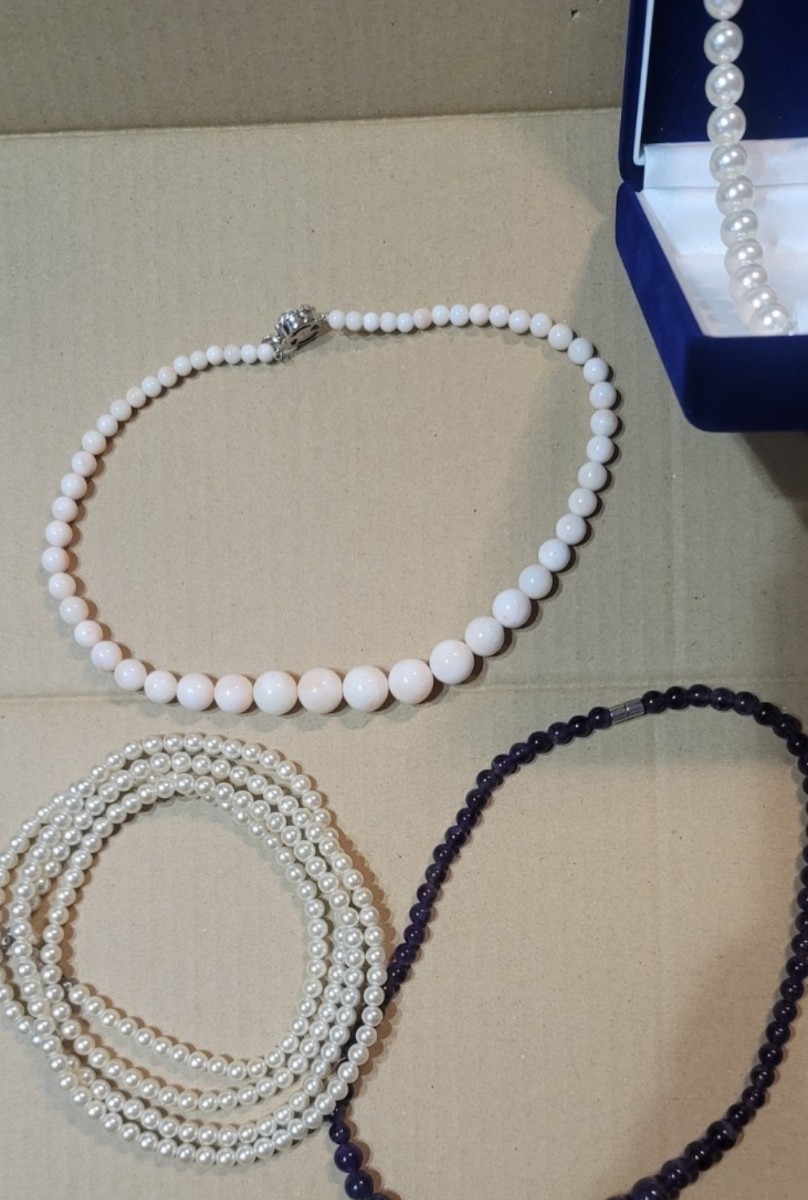 真珠 ピンク珊瑚 ネックレス まとめ ブレスレット アクセサリー 中古