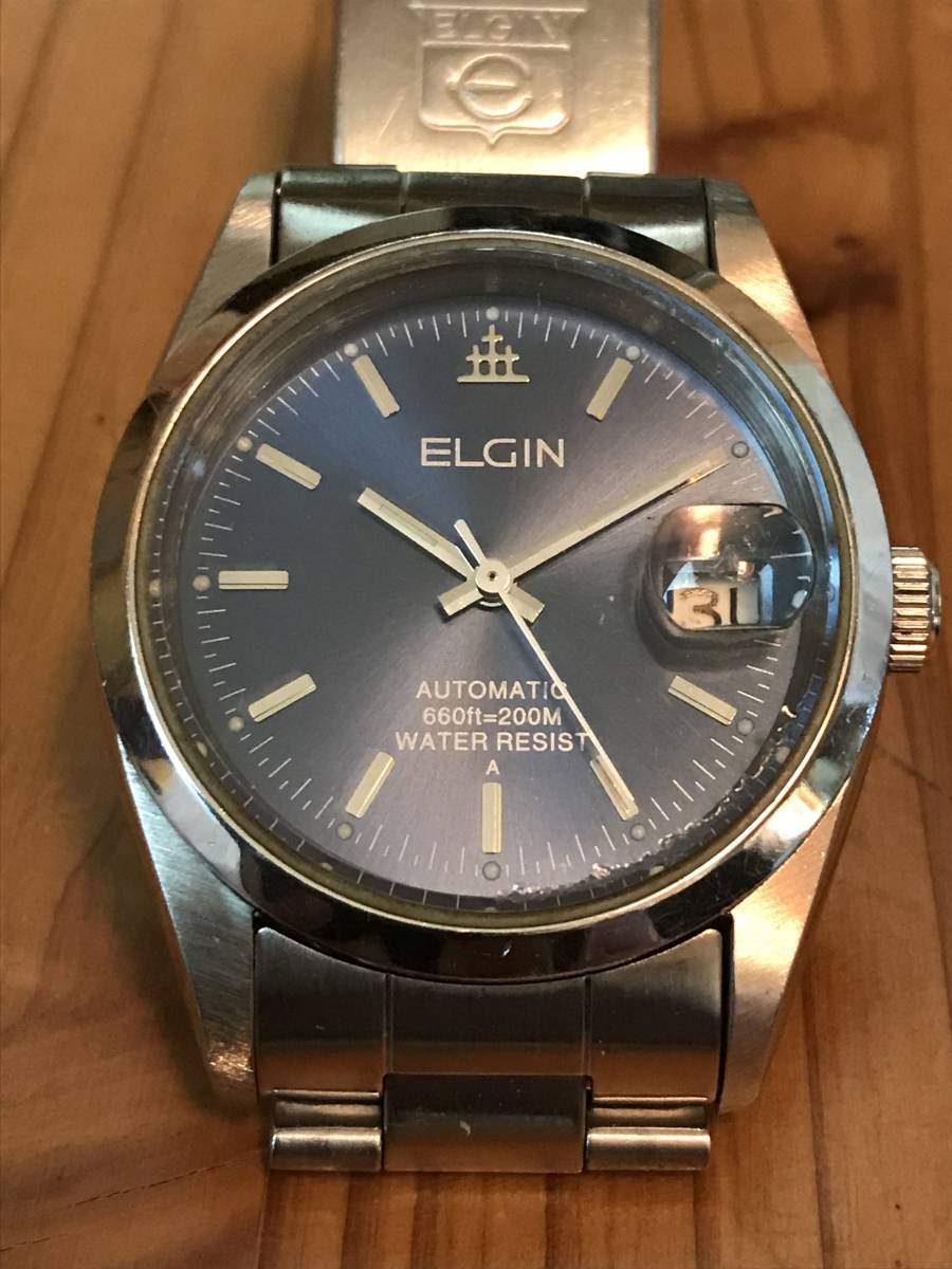 ELGIN エルジン FK-521-A 200m WATER RESIST 自動巻き DATE カレンダー付