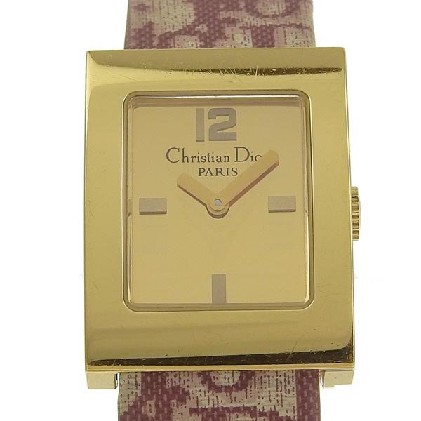 1円 gg CHRISTIAN DIOR ディオール マリス レディース クォーツ 腕時計 ゴールド文字盤 D78-159