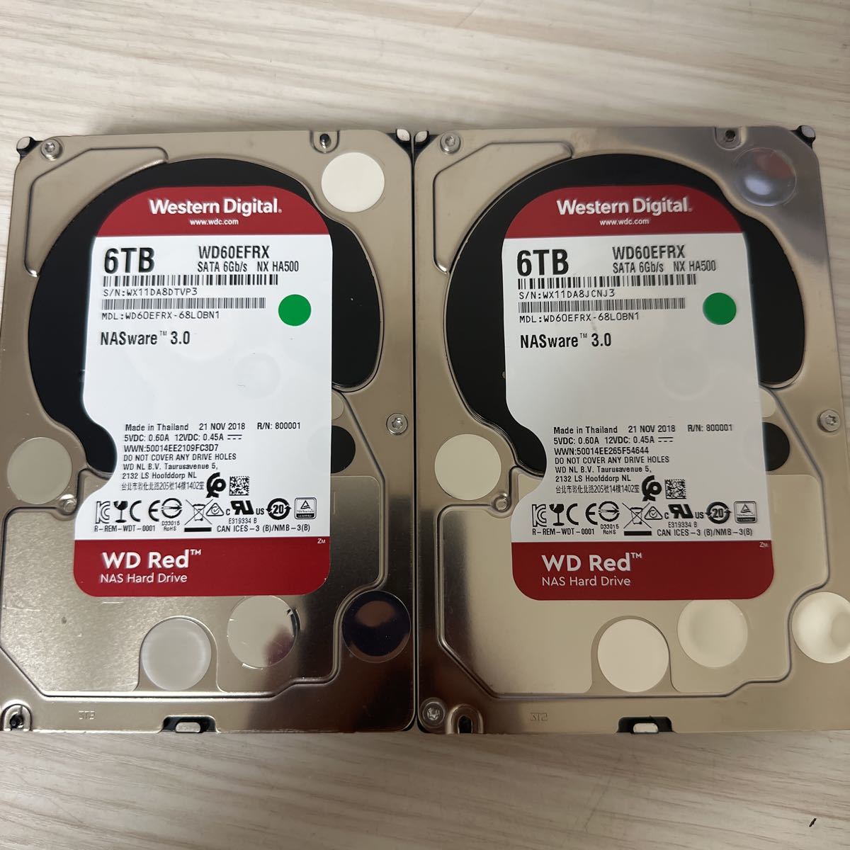 二枚セット（動作保証/使用0時間）3.5インチHDD ☆6TB☆HDD☆WD60EFRX 