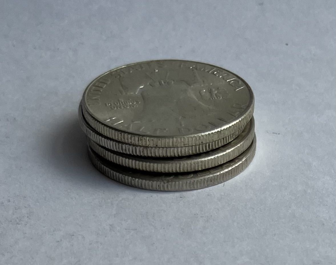 フランクリン アメリカ銀貨 フランクリン 4枚 ハーフダラー 1/2ドル コイン 古銭 コレクション ハーフ ドル: