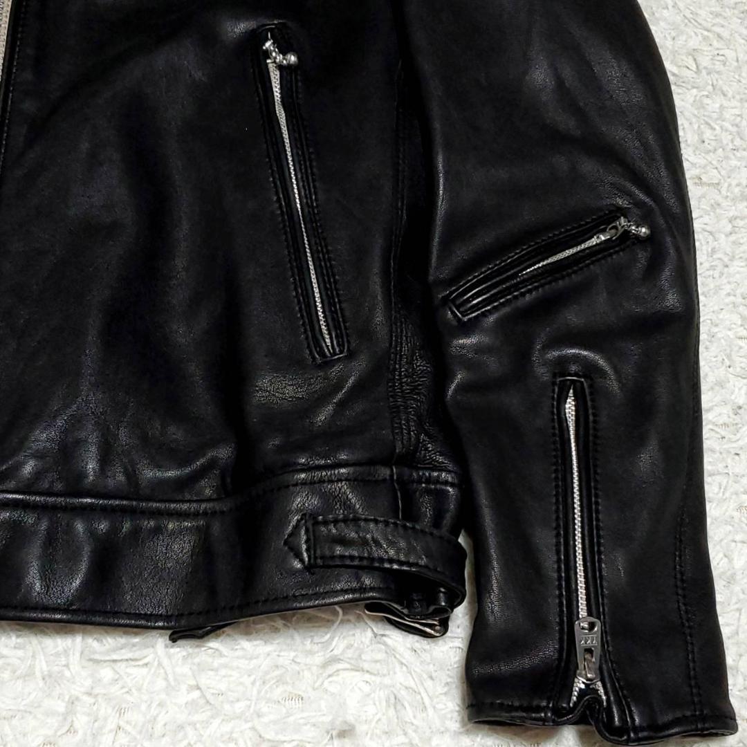 極美品 L NANO universe 極暖サーモライト ラムレザー ライダース