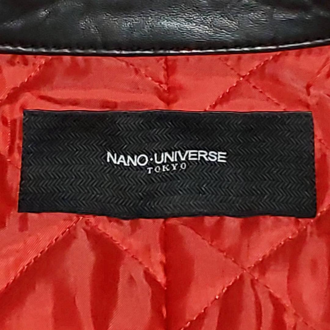 極美品 L NANO universe 極暖サーモライト ラムレザー ライダース