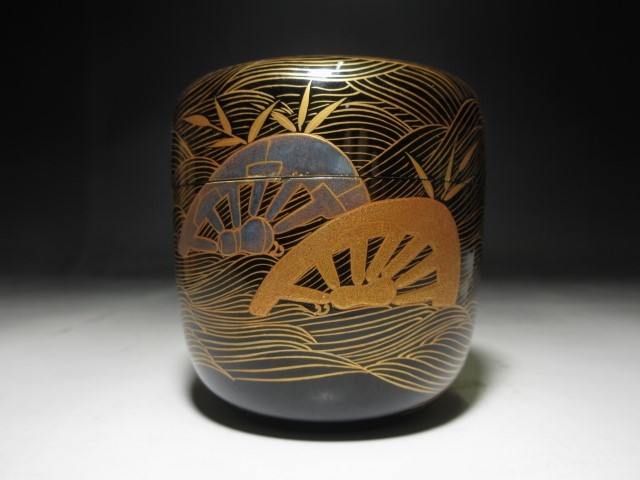 ☆輪島塗最高峰 一后一兆 片輪波蒔絵 大棗☆共