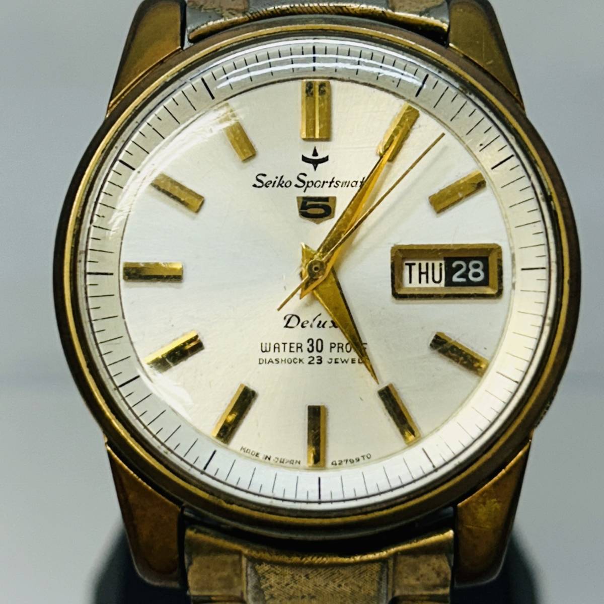 【K-9.284】1円～！SEIKO Sportsmatic 5 Deluxe 7606-7991 状態写真参照 稼働品 デイ デイト セイコー ヴィンテージ 腕時計