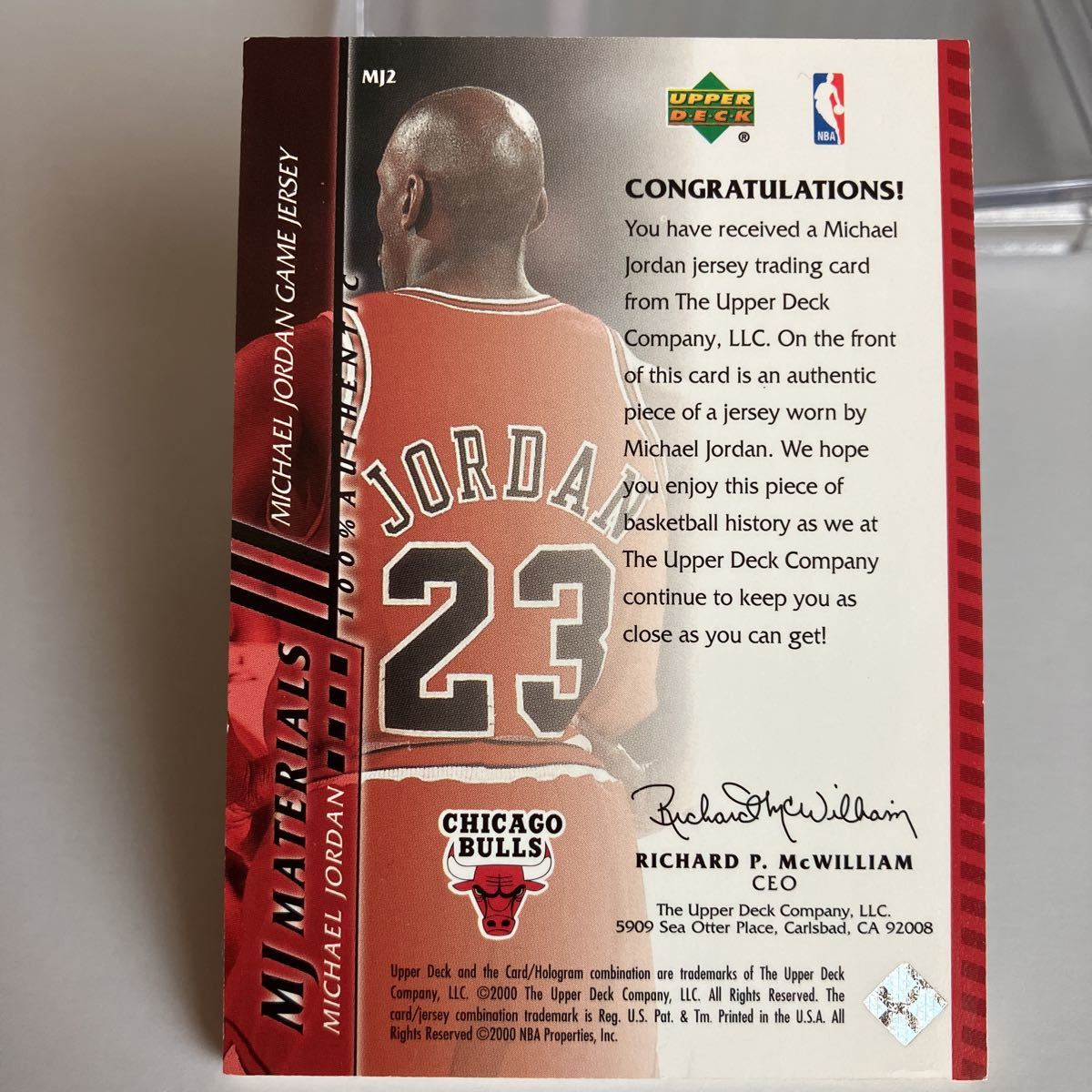 ☆ MICHAEL JORDAN ☆ 2000-01 UPPERDECK [ MJ MATERIALS : JERSEY