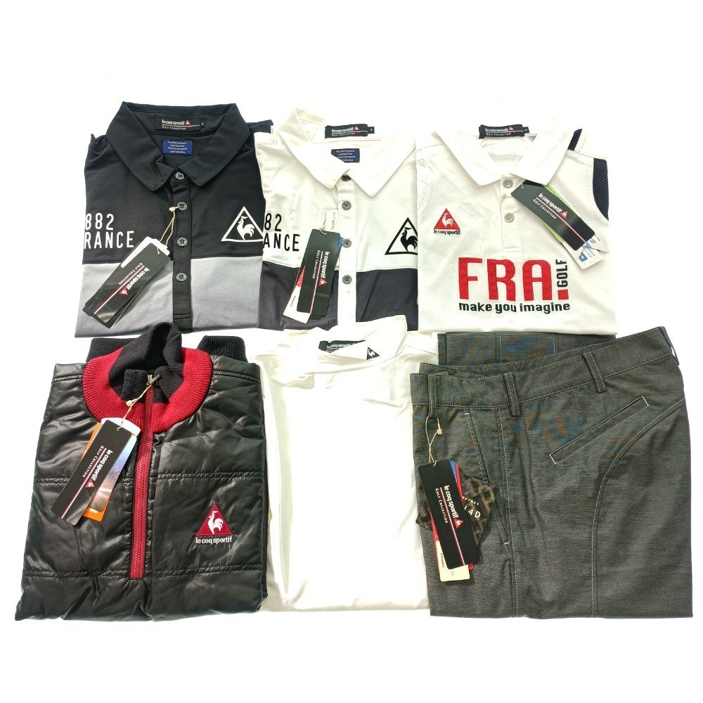 ★1円★ 未使用品 le coq sportif GOLF ルコック ゴルフウェア 6点 半袖ポロシャツ Mサイズ パンツ 79 長袖 タグ付 メンズ まとめ売り