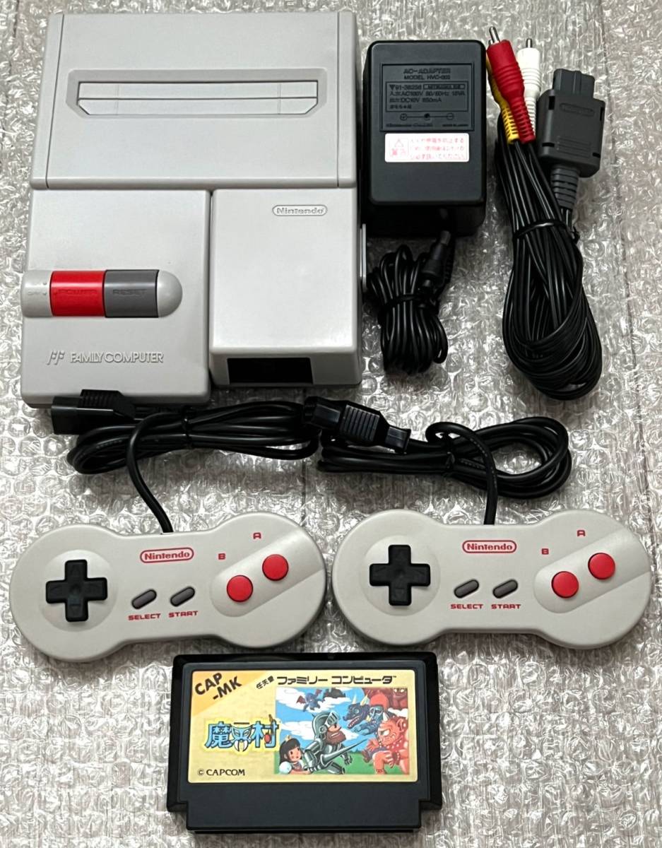 〈良品・動作確認済み〉FC AV仕様 ファミリーコンピュータ ニューファミコン HVC-101 本体＋魔界村 nes ACアダプター nes famicom