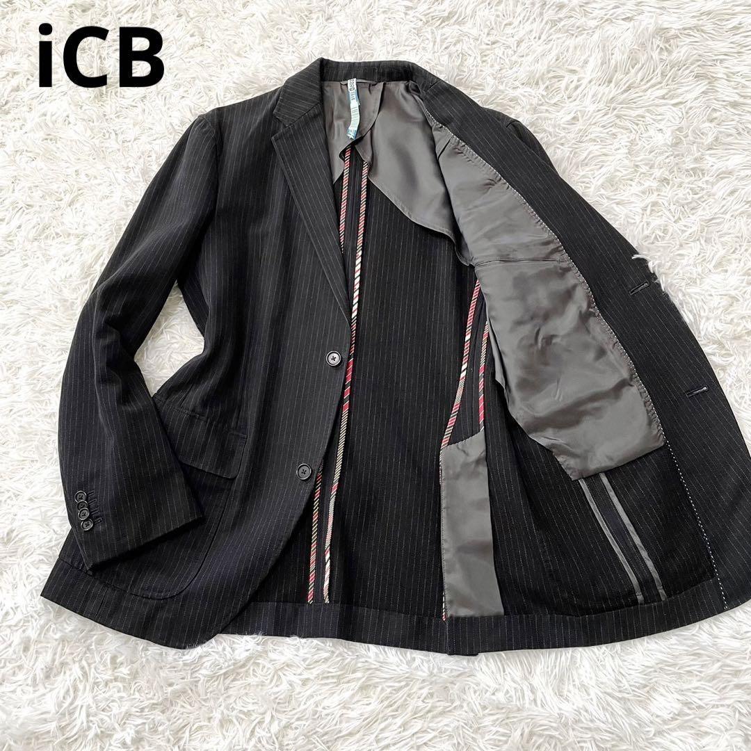 iCB アイシービー テーラードジャケット ストライプ TESSUTI SONDRIO 