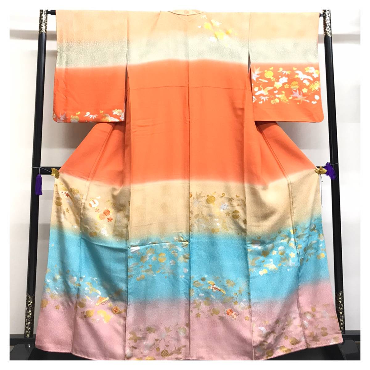 美品 上質 正絹 訪問着 金彩 宝尽くし柄 身丈162 裄65.5 袷 【公式通販】