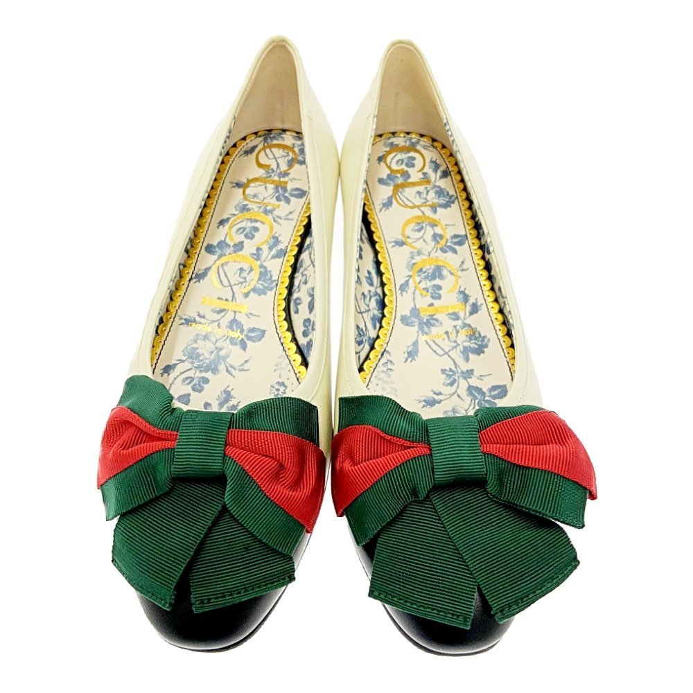 GUCCI グッチ 512464 レザー ウェブリボン フラットパンプス