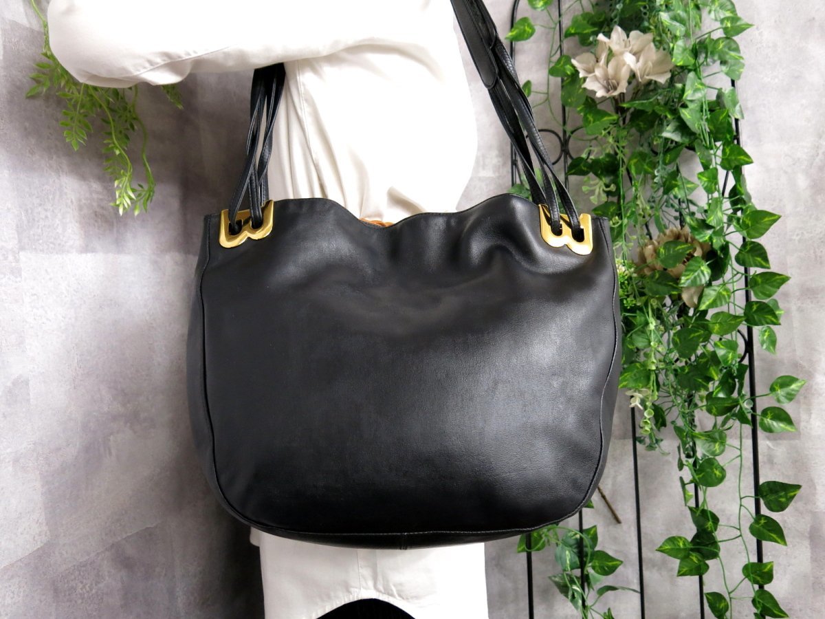 ●超美品●BALLY バリー●Bロゴ金具●カーフ レザー 本革●トート ショルダー バッグ●ダークネイビー●G金具●肩掛け●B5 収納●Js40372