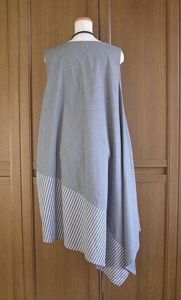 『芽風』アシンメ×グレーチュニック センソユニコ/m_mefu/芽風/グレー/Aラインチュニックワンピース/裾