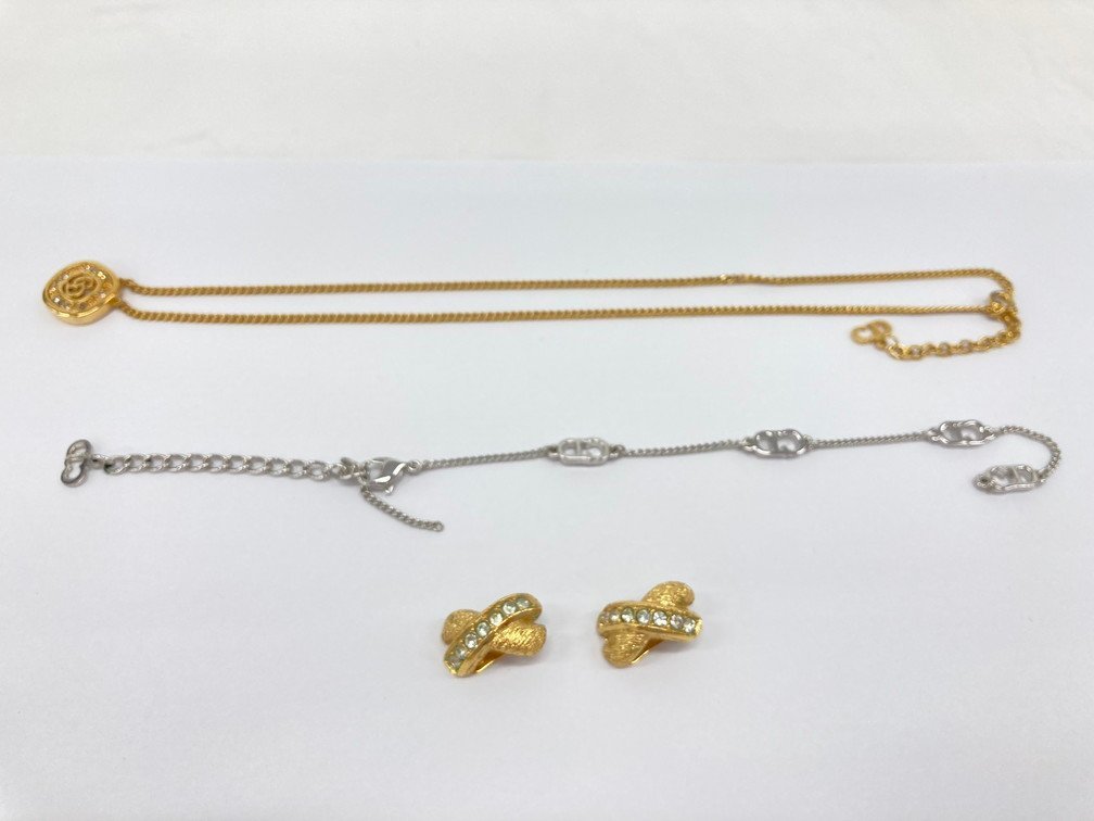 Christian Dior ディオール ネックレス ブレスレット イヤリング 3点 おまとめ【BJAC0002】