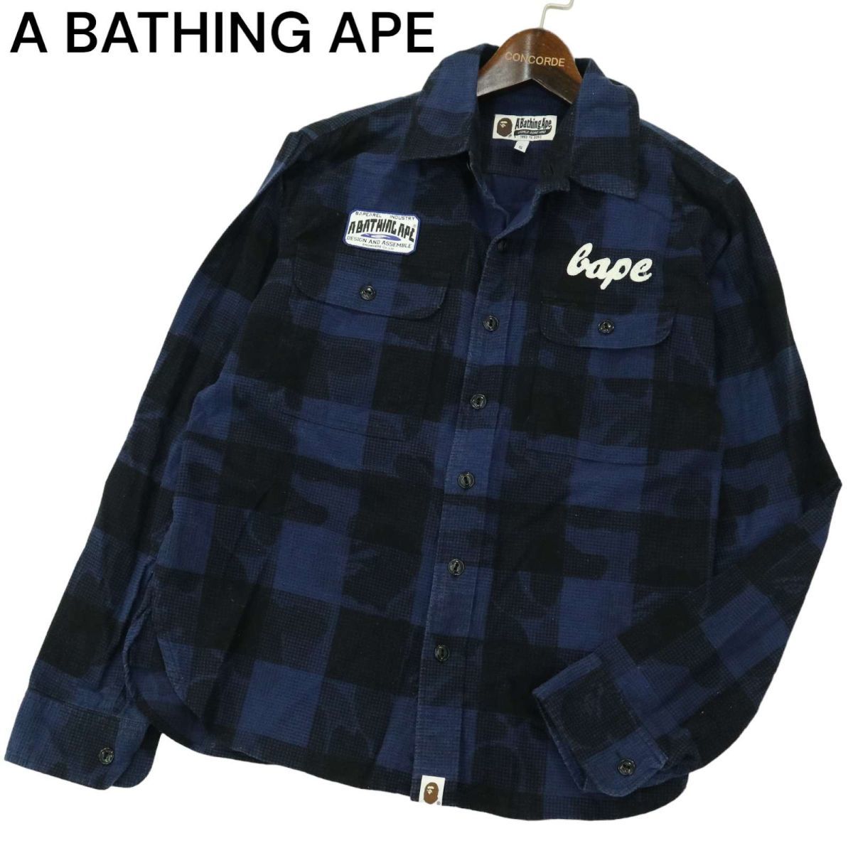  A BATHING APE ア ベイシング エイプ 秋冬 猿 カモフラ 迷彩 総柄 長袖 ワーク チェック ネル シャツ Sz.S メンズ A3T11444_A#B(長袖シャツ)｜売買されたオークション情報、yahooの商品情報をアーカイブ 男性用