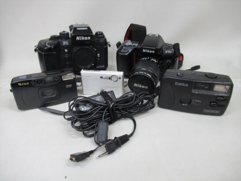 1円★ジャンク品【カメラ】5個 まとめ売り NIKON Konica FUJI 詳細不明 一眼レフ パノラマ デジカメ　