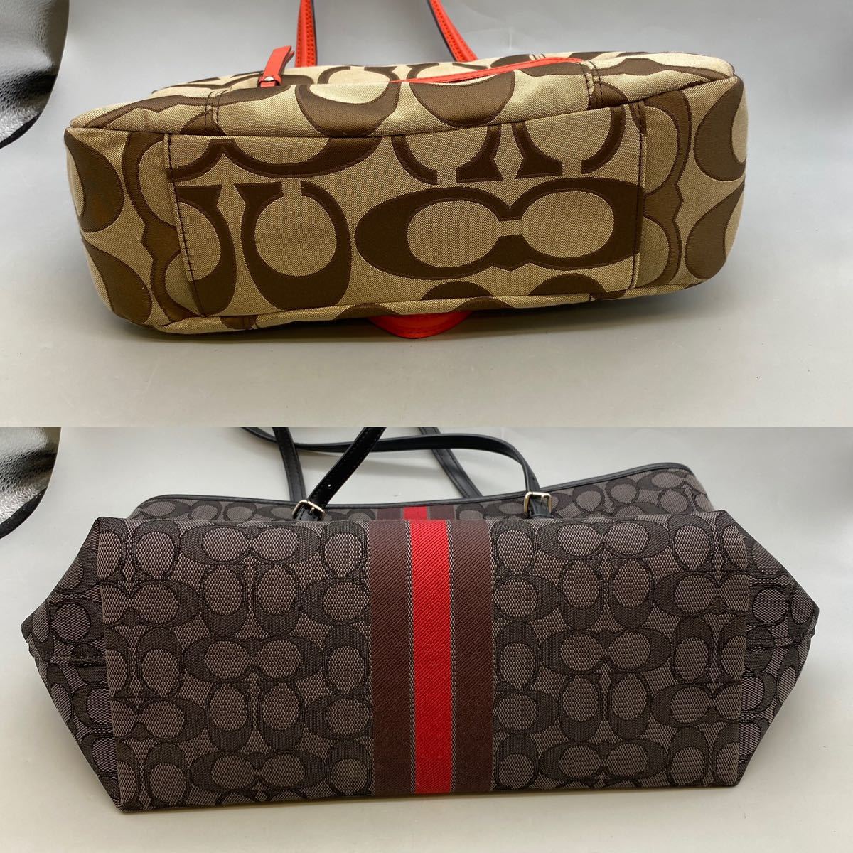 J-11】 COACH コーチ バッグ 2点セット シグネチャー ブラウン 色 美品 